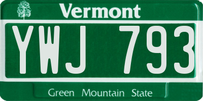 VT license plate YWJ793