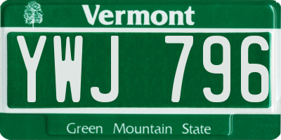 VT license plate YWJ796