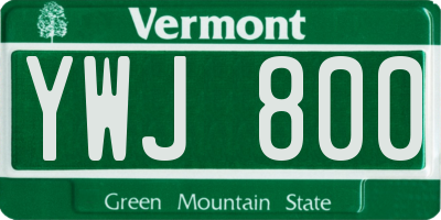 VT license plate YWJ800