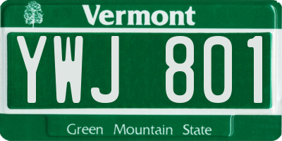 VT license plate YWJ801
