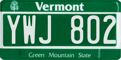 VT license plate YWJ802
