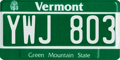 VT license plate YWJ803