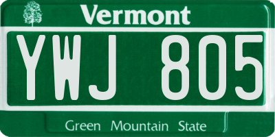 VT license plate YWJ805