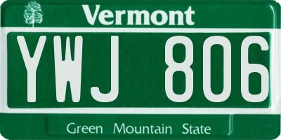 VT license plate YWJ806
