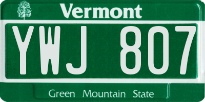 VT license plate YWJ807