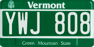 VT license plate YWJ808