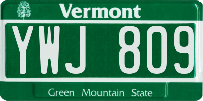 VT license plate YWJ809