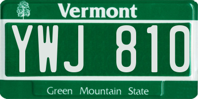 VT license plate YWJ810