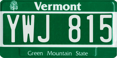 VT license plate YWJ815