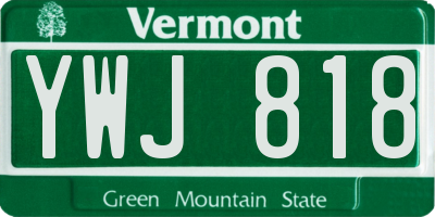 VT license plate YWJ818