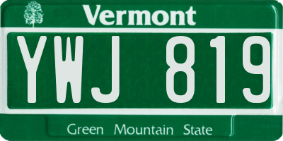 VT license plate YWJ819