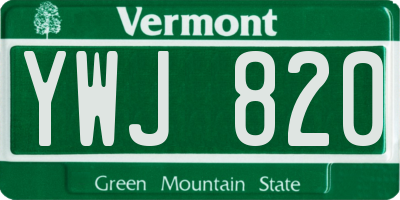 VT license plate YWJ820