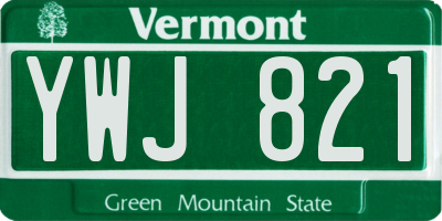 VT license plate YWJ821