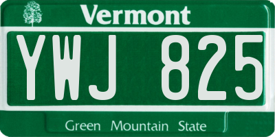 VT license plate YWJ825