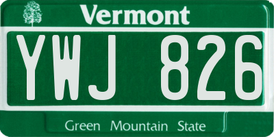 VT license plate YWJ826