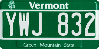 VT license plate YWJ832
