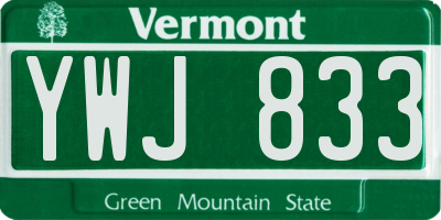 VT license plate YWJ833