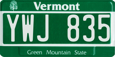VT license plate YWJ835