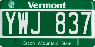 VT license plate YWJ837