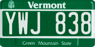 VT license plate YWJ838