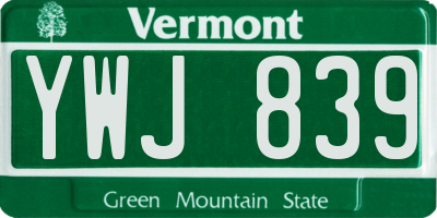 VT license plate YWJ839