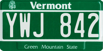 VT license plate YWJ842