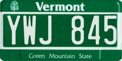 VT license plate YWJ845
