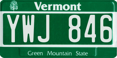 VT license plate YWJ846