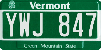 VT license plate YWJ847