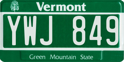 VT license plate YWJ849