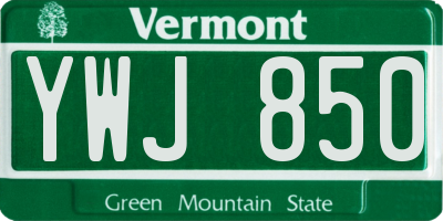 VT license plate YWJ850