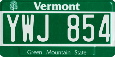 VT license plate YWJ854