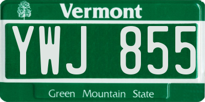 VT license plate YWJ855