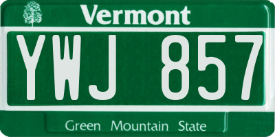 VT license plate YWJ857
