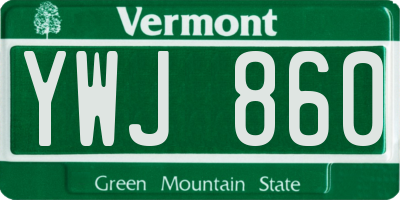 VT license plate YWJ860
