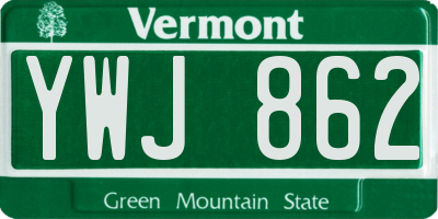 VT license plate YWJ862