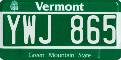 VT license plate YWJ865