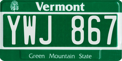 VT license plate YWJ867