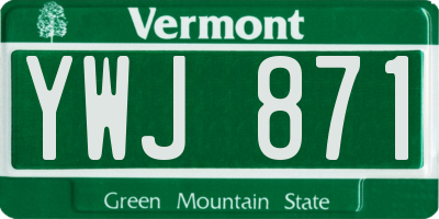 VT license plate YWJ871