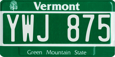VT license plate YWJ875