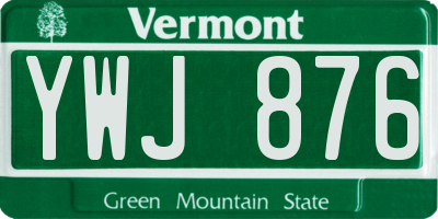 VT license plate YWJ876