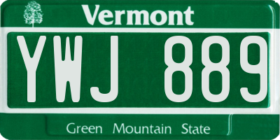 VT license plate YWJ889