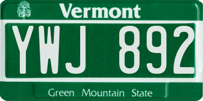 VT license plate YWJ892