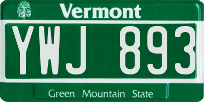 VT license plate YWJ893