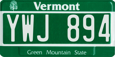 VT license plate YWJ894