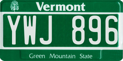 VT license plate YWJ896