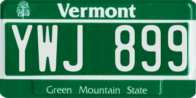 VT license plate YWJ899