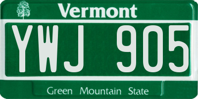 VT license plate YWJ905