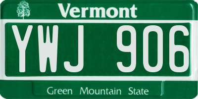 VT license plate YWJ906