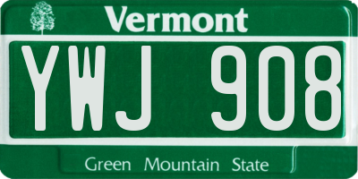 VT license plate YWJ908